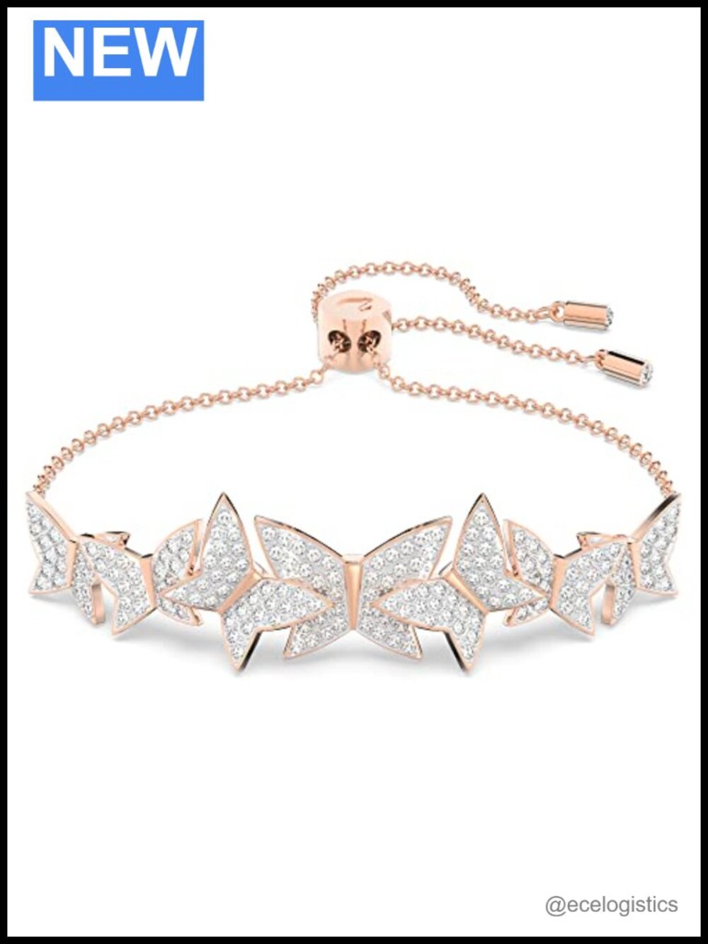 Swarovski Lilia Bangle Bracelet Butterfly Rose-Gold Tone Plated Adjustable
